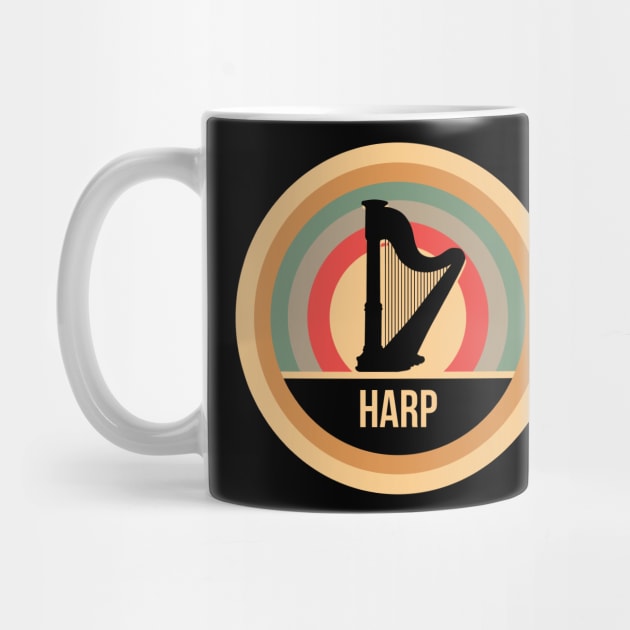 Retro Vintage Harp Gift For Harpists by OceanRadar